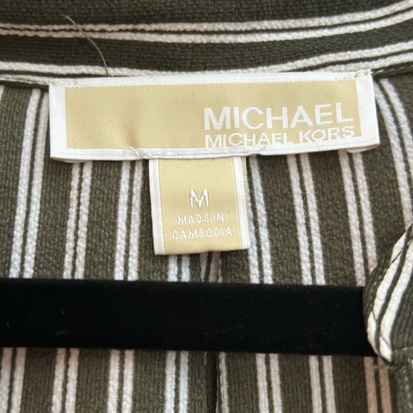 NWOT MK Zipper Front, Striped Blouse - Picture 2 of 4